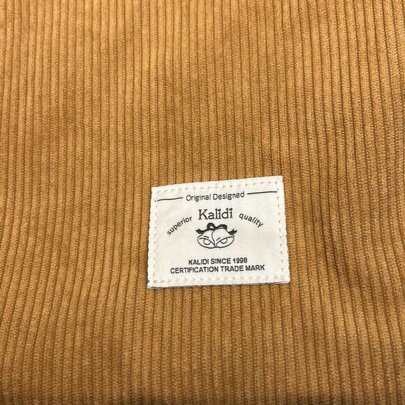 Kalidi Tote Bag Brown Tan Corduroy Zipper Top Handbag Shoulder Bag Pockets - Picture 2 of 8